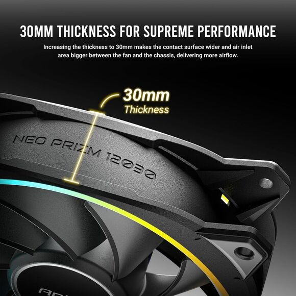 Antec RGB Fans 120mm x 30mm, 5V-3PIN Addressable RGB Fans, 30mm Thickness PC Fan - Picture 3 of 11